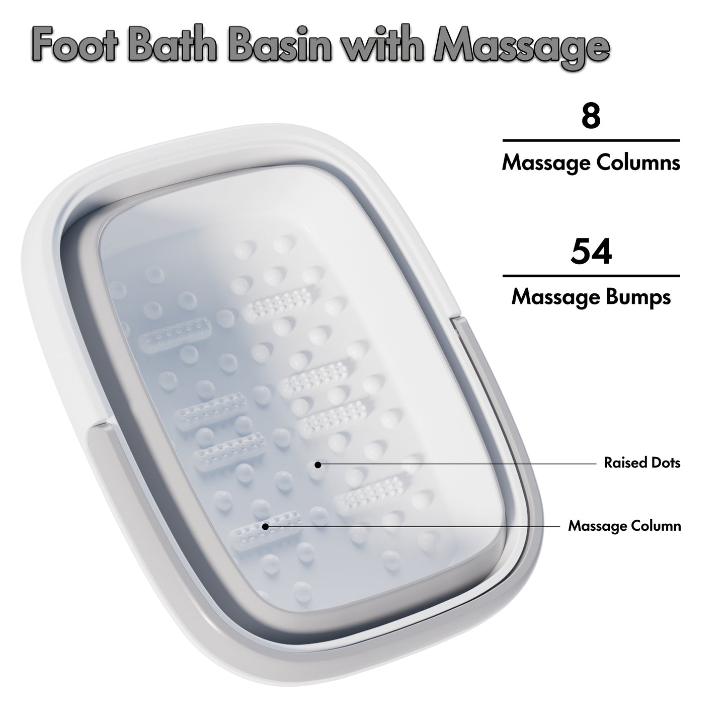 Beinilai Collapsible Foot Bath basin with Massage Bumps for Soaking Feet,Foot Soak Tub with Handle,Multifunctional Plastic Foot Bucket-Grey
