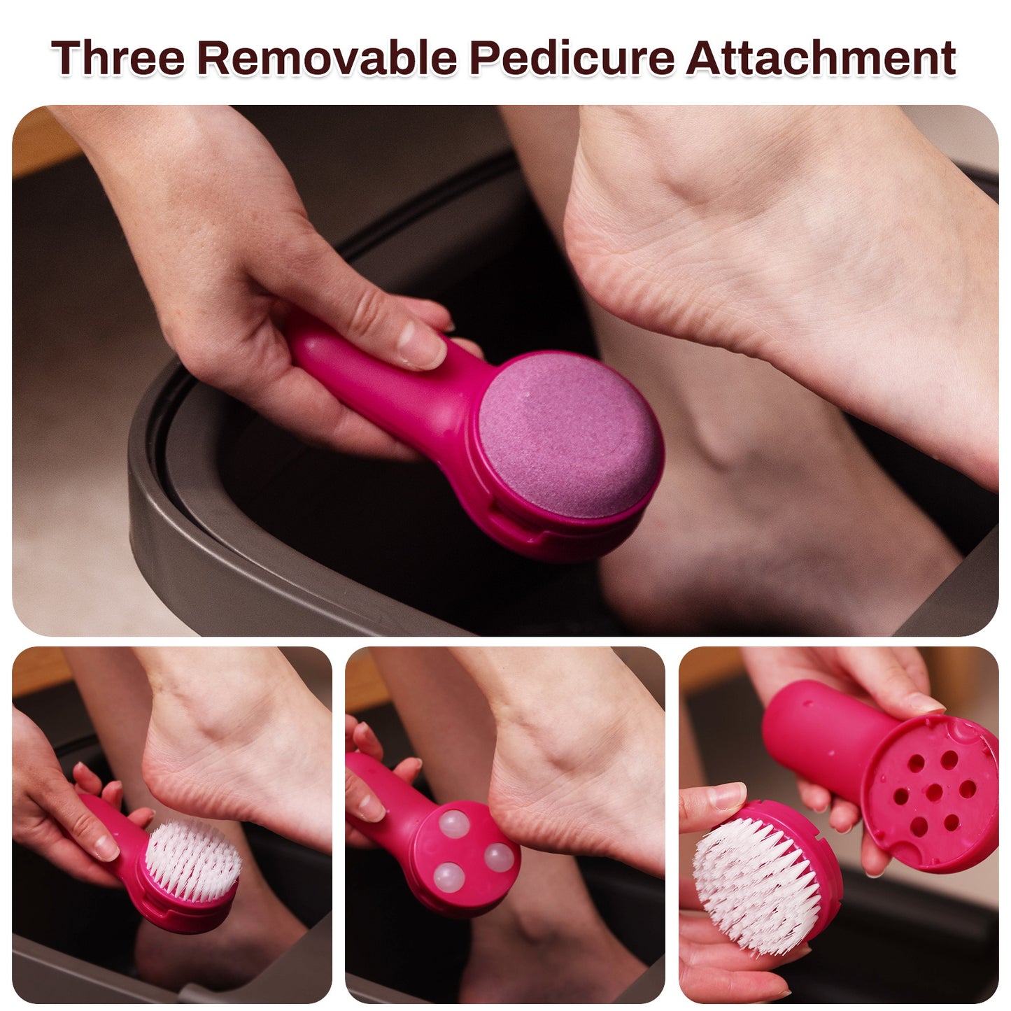 Beinilai Collapsible Foot Spa with Heat and Massage,Foot Bath with 3 Pedicure Attachments, Remote Control,Timer ,Bubbles and Vibration for Care Your Feet (Dark Grey)