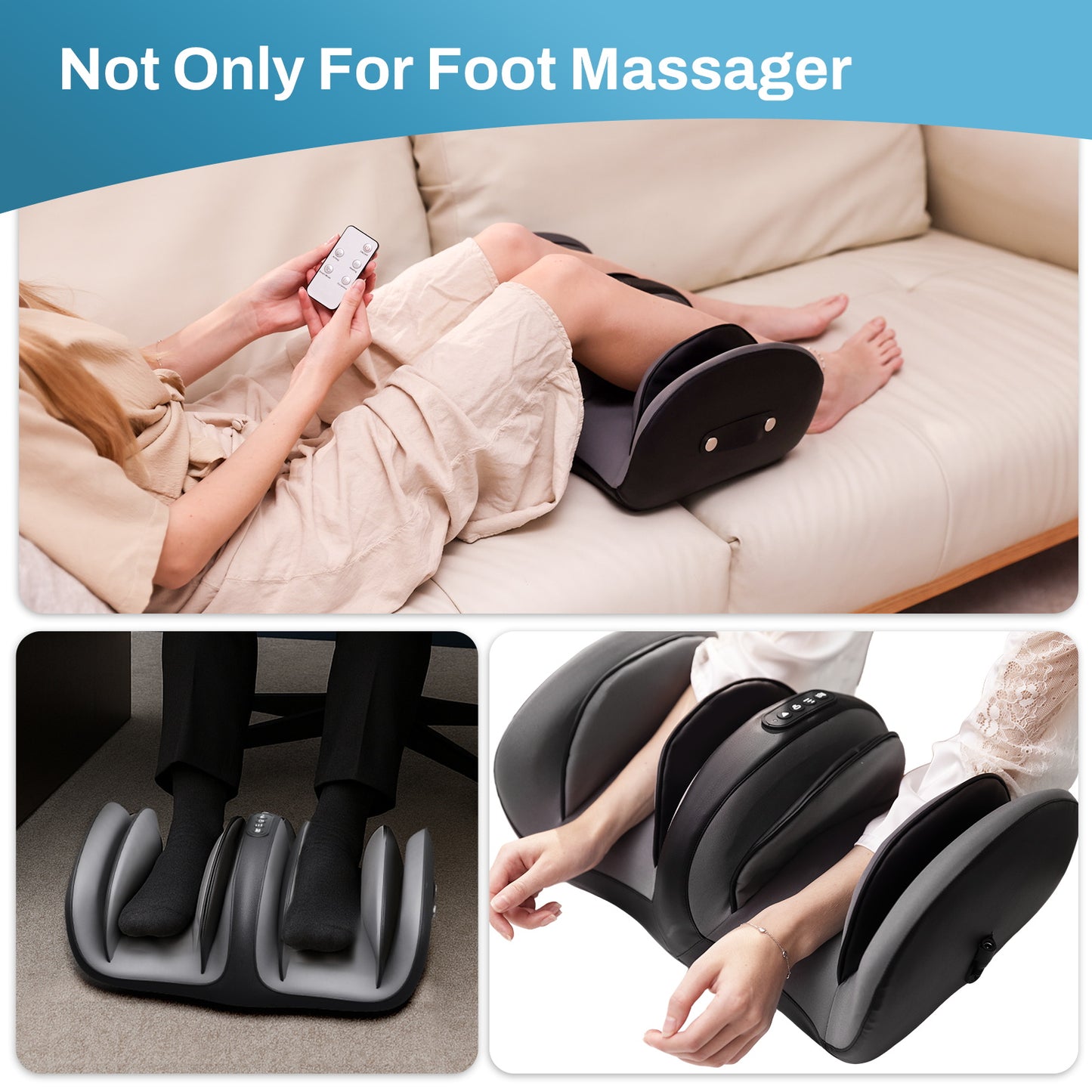 Beinilai Foot Massager with Heat and Remote Control,Electric Shiatsu Deep Kneading and Airbag for Muscle Relaxation ,3D Rotation for Feet, Calf, Ankles--Black