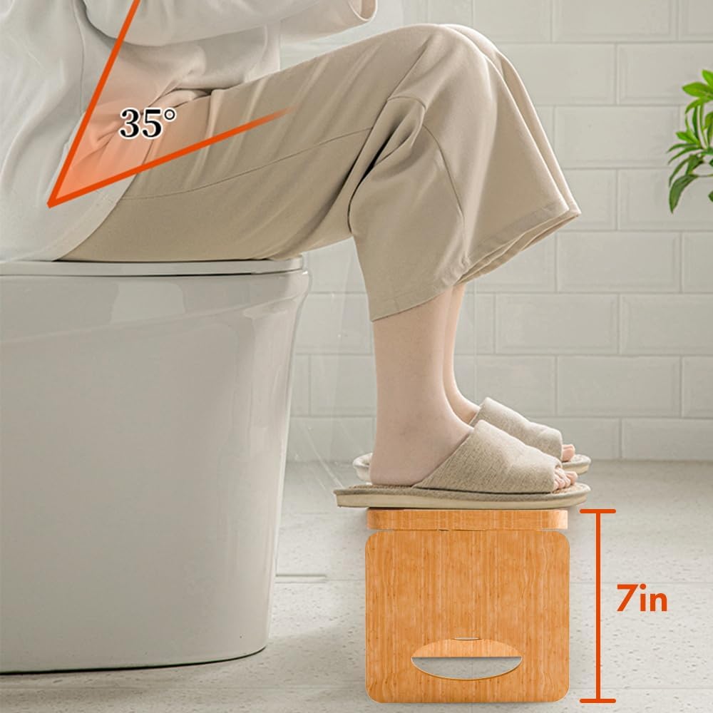 7 Inch Stool Beinilai Foldable Toilet Stool,7 Inches Poop Stool for Bathroom,Bamboo