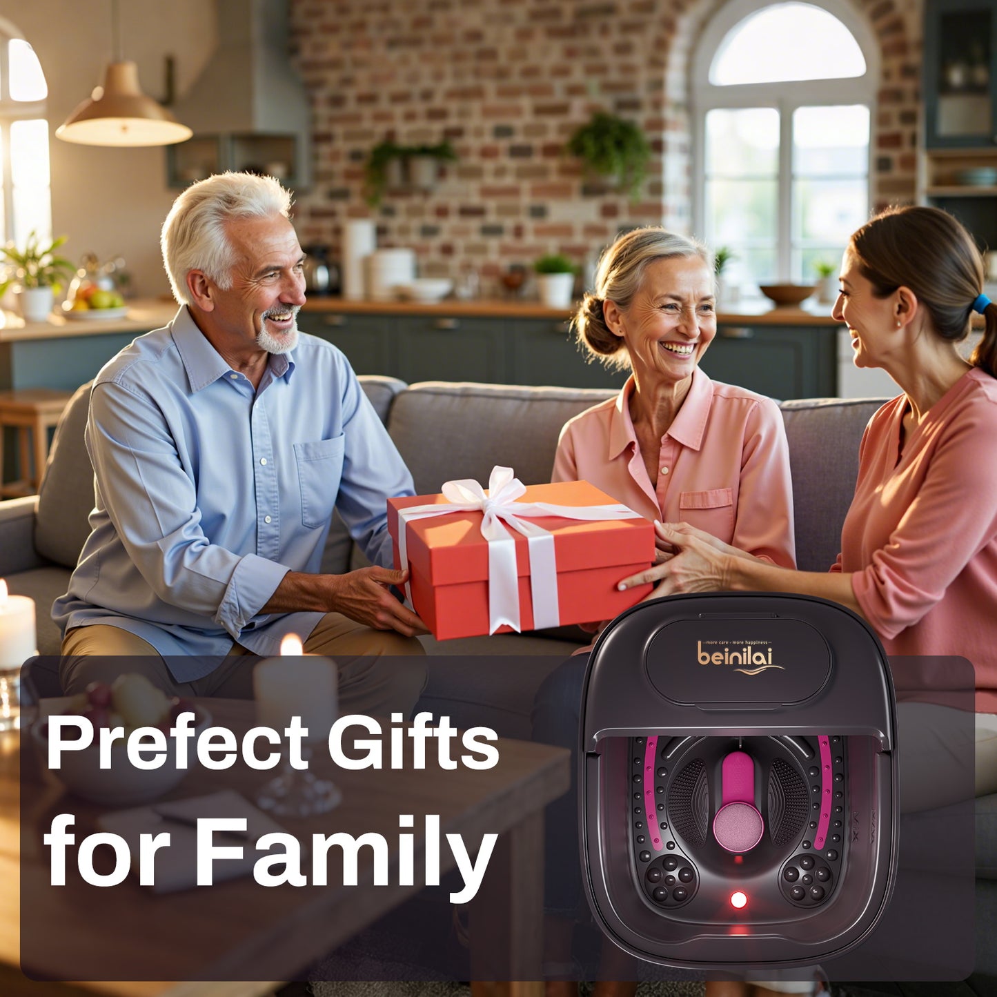 Beinilai Collapsible Foot Spa with Heat and Massage,Foot Bath with 3 Pedicure Attachments, Remote Control,Timer ,Bubbles and Vibration for Care Your Feet (Dark Grey)